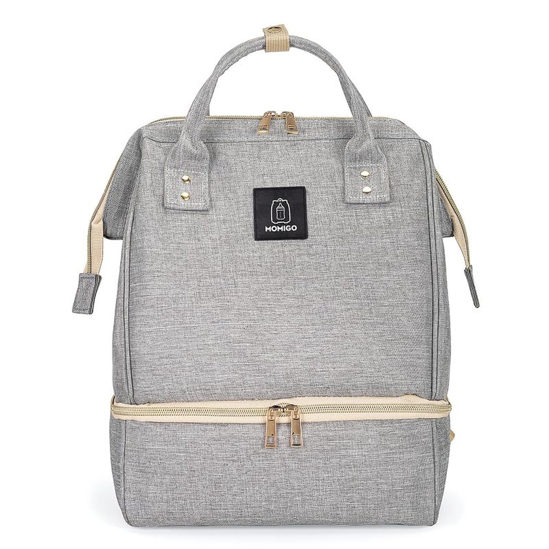 MOMIGO Breast Pump Backpack - Cooler and Moistureproof Bag Double Layer for Mother Outdoor Working Backpack with USB Charging Port, Large (Grey) - Image 1